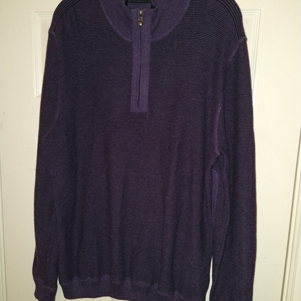 Nat Nast Purple Quarter Zip Elbow Patch Sweater Men's sz Medium.